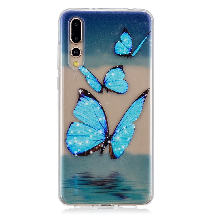 Embossment Patterned Soft TPU Phone Accessory Case for Huawei P20 Pro - Butterflies on Lake-1