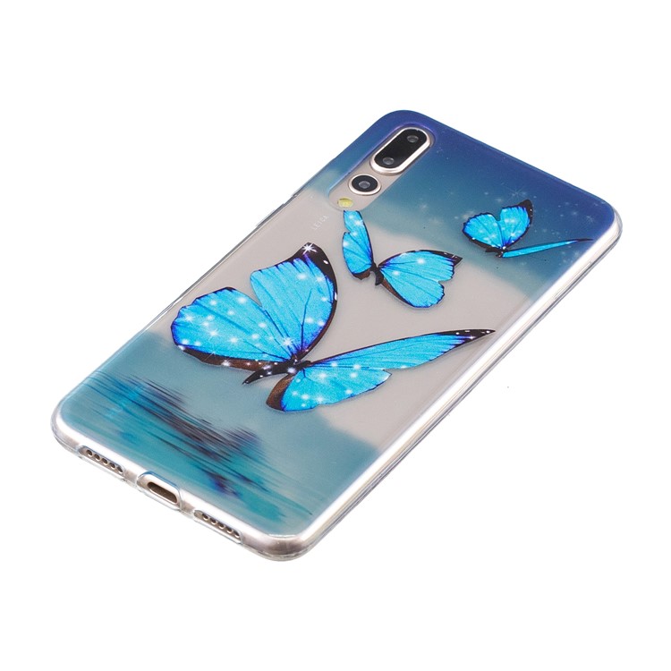 Embossment Patterned Soft TPU Phone Accessory Case for Huawei P20 Pro - Butterflies on Lake-2