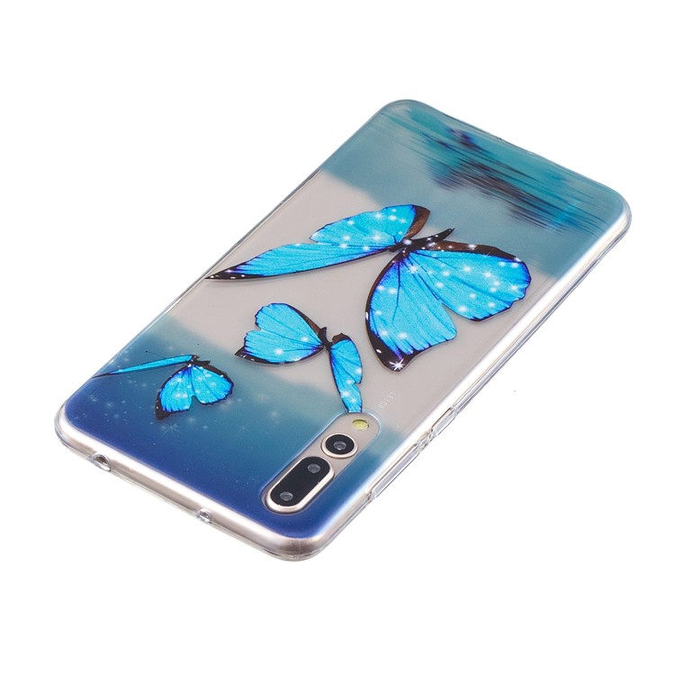 Embossment Patterned Soft TPU Phone Accessory Case for Huawei P20 Pro - Butterflies on Lake-3