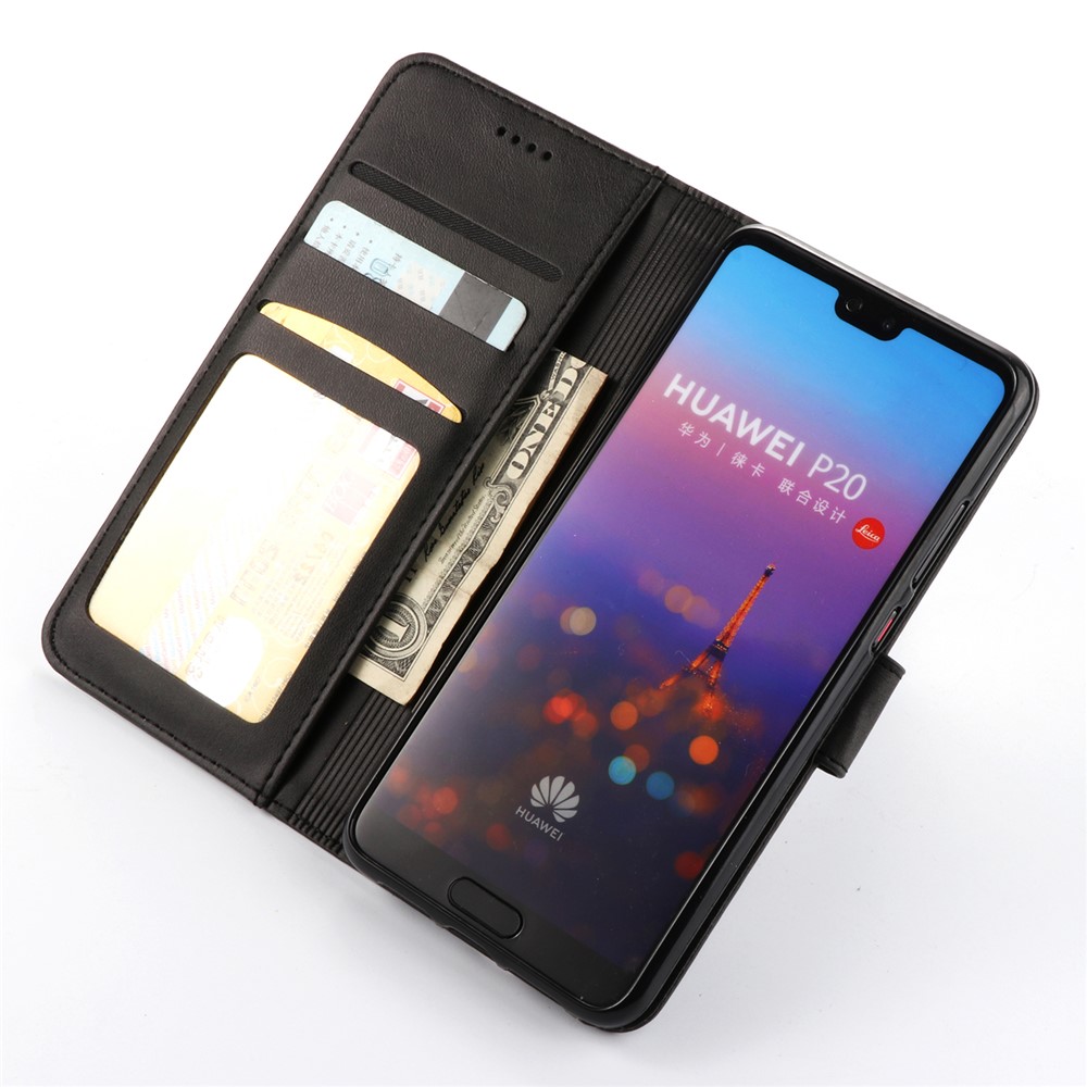 Lc. Custodia Per Supporto in Pelle Del Portafoglio Imeeke Per Huawei P20 Pro Dopited Filand Cover Caspe - Nero