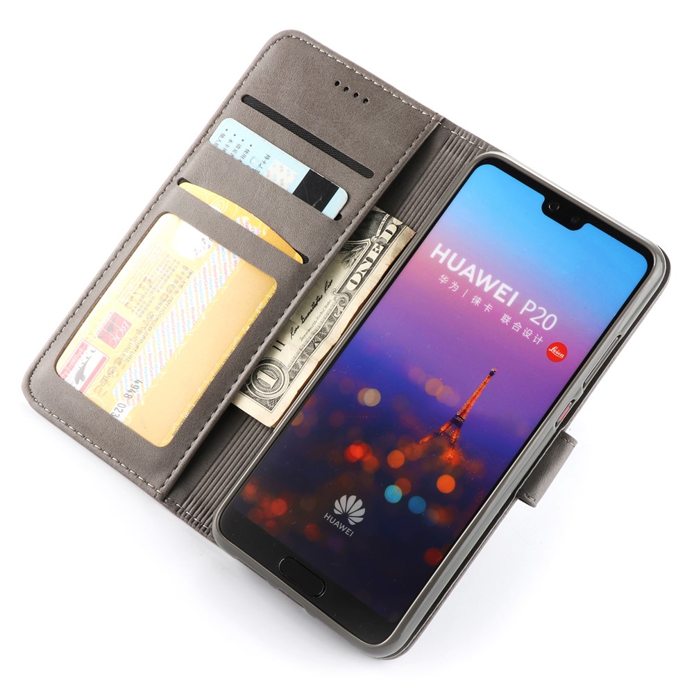 LC.IMEEKE Wallet Leather Stand Cover for Huawei P20 Pro - Grey-4