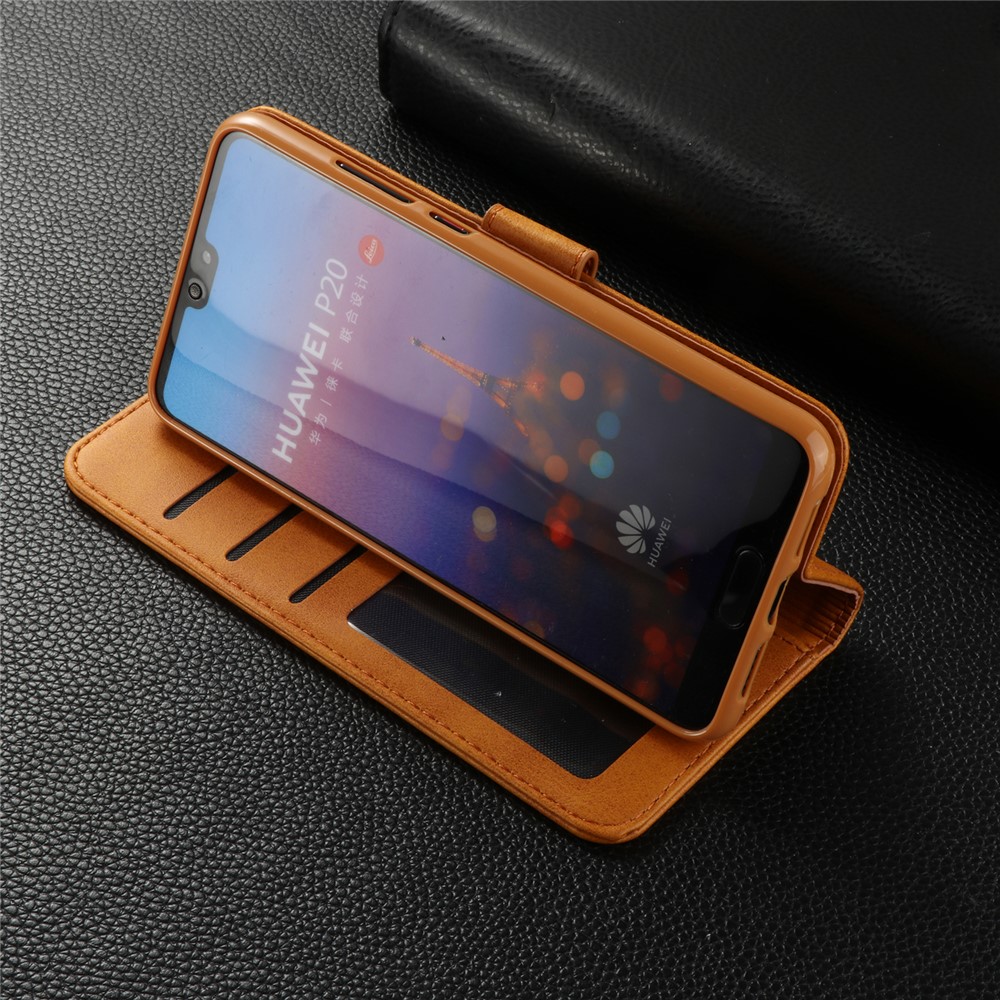 LC.IMEEKE Wallet Leather Cover with Stand for Huawei P20 Pro - Brown-10