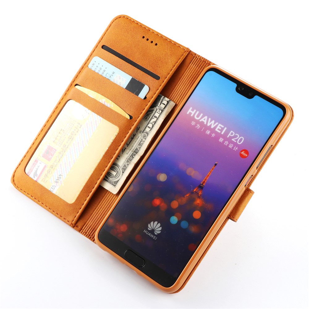 LC.IMEEKE Wallet Leather Cover with Stand for Huawei P20 Pro - Brown-5