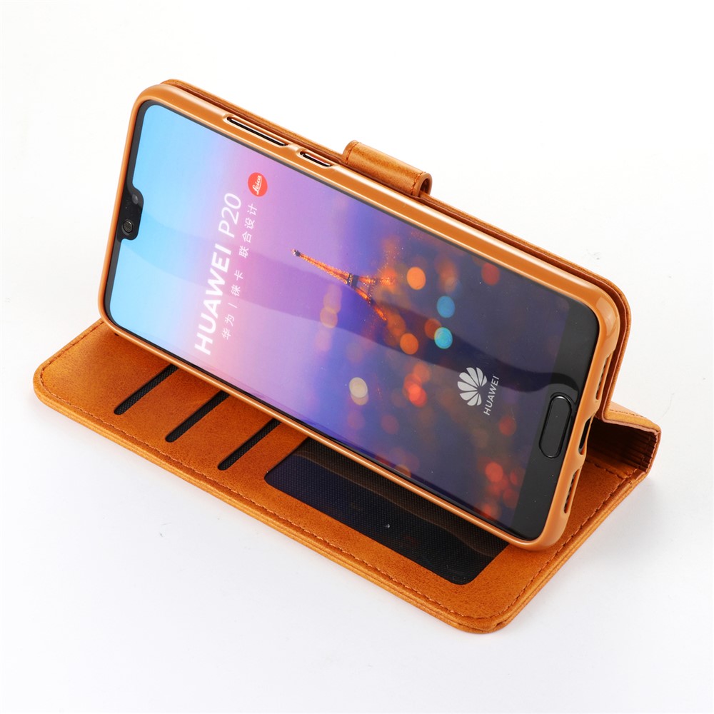 LC.IMEEKE Wallet Leather Cover with Stand for Huawei P20 Pro - Brown-6