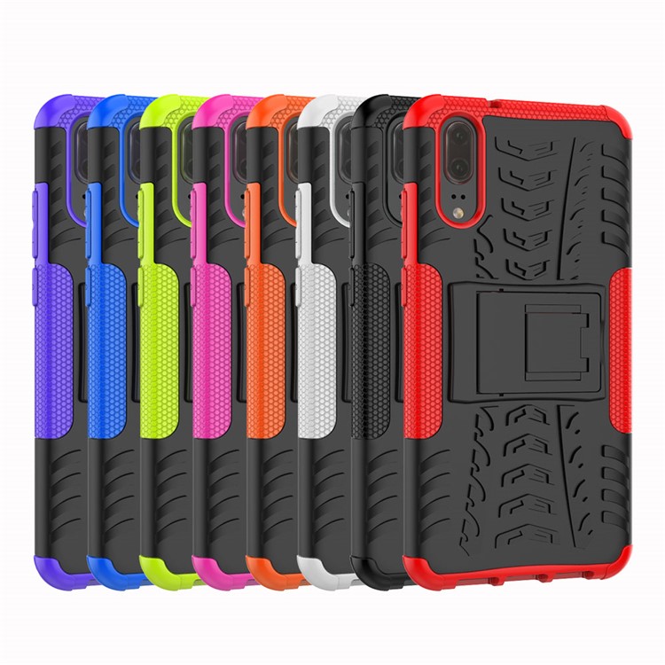 Anti-slip PC + TPU Hybrid Case with Kickstand for Huawei P20 - Black-9