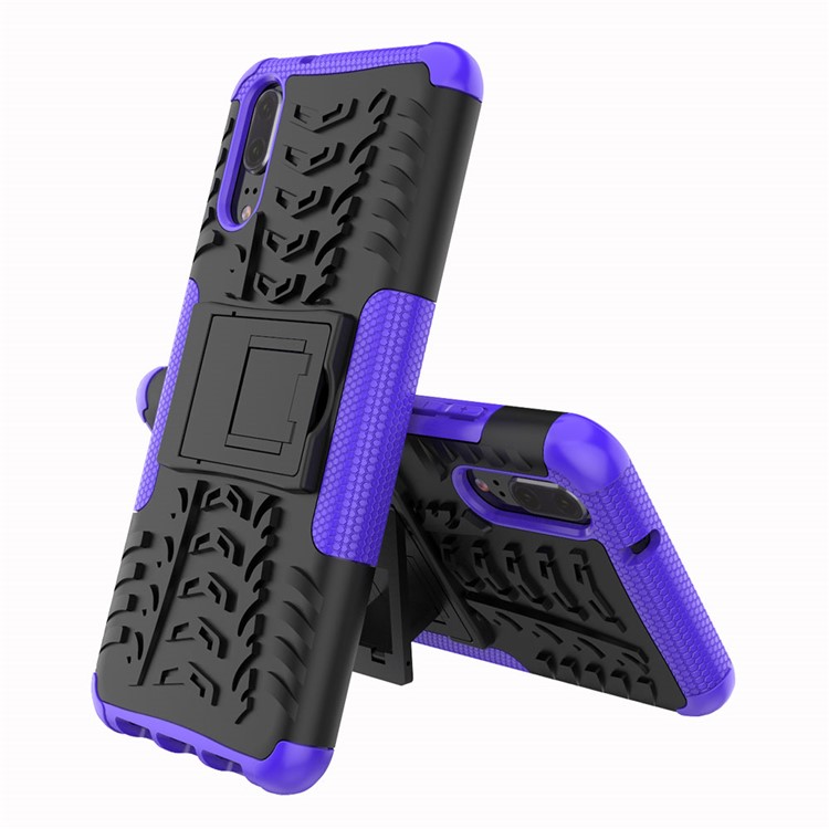 Anti-slip PC + TPU Hybrid Case Phone Shell with Kickstand for Huawei P20 - Purple-2