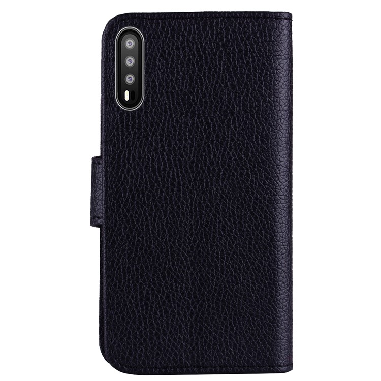 Litchi Skin Wallet Leather Stand Case for Huawei P20 - Black-3