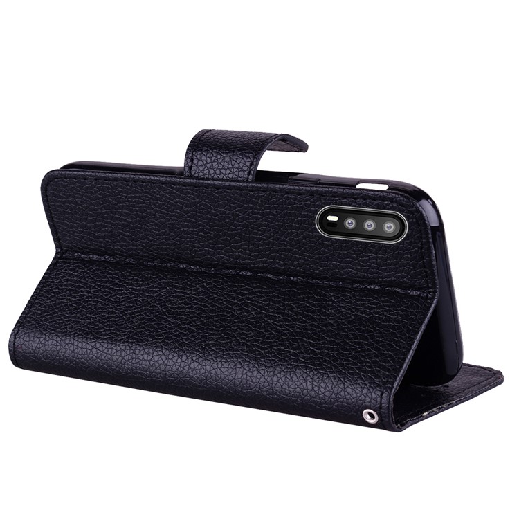 Litchi Skin Wallet Leather Stand Case for Huawei P20 - Black-5