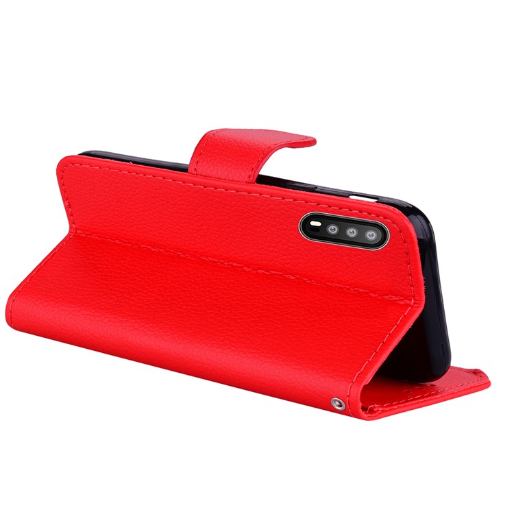 Litchi Skin Wallet Leather Stand Cover for Huawei P20 - Red-4