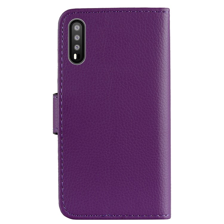 Litchi Skin Magnetic Leather Stand Cover for Huawei P20 - Purple-3
