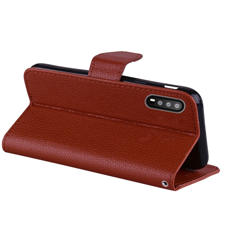 Litchi Skin Wallet Leather Cell Phone Case for Huawei P20 - Brown-5