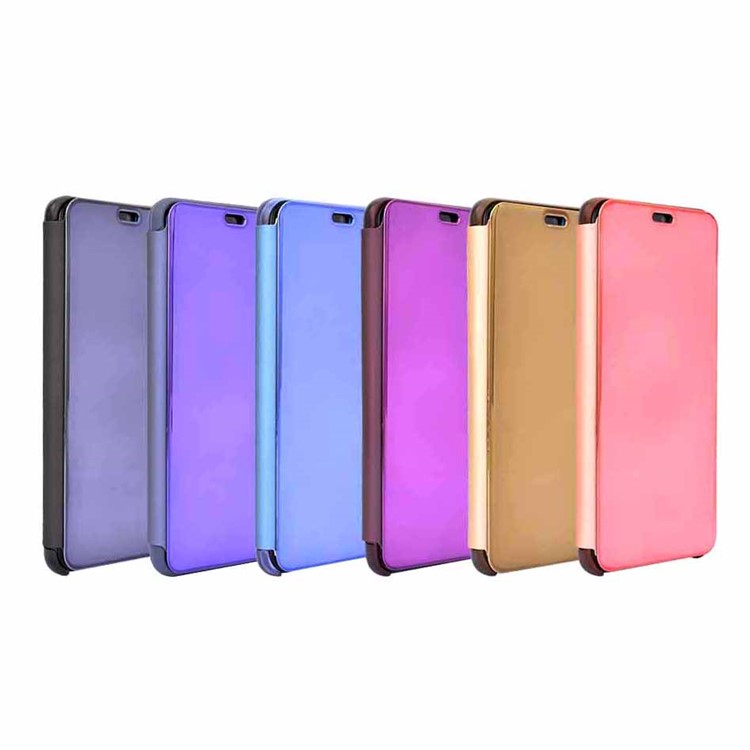 Electroplating Mirror Surface View Window Leather Stand Case for Huawei P20 Pro - Rose Gold-2
