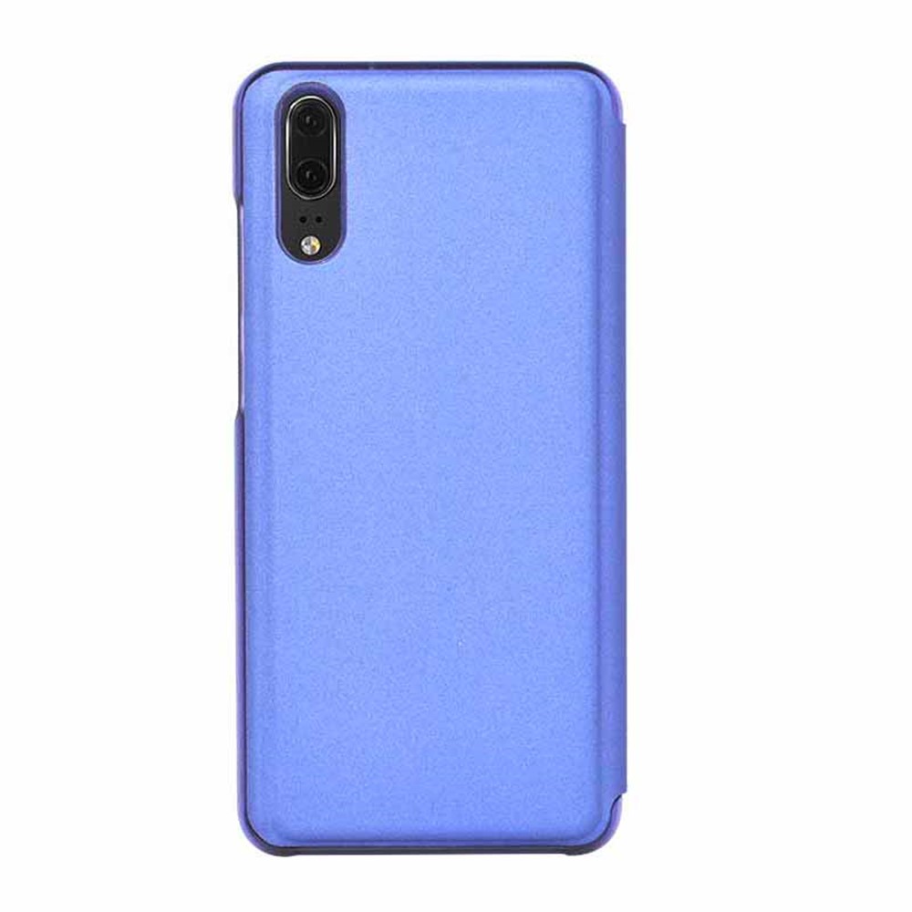 Electroplating Mirror Surface View Window Leather Stand Shell for Huawei P20 Pro - Blue-2