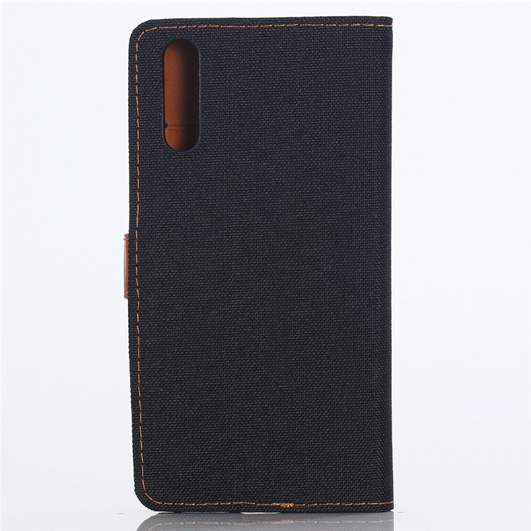 Jeans Cloth Leather Wallet Case for Huawei P20 Pro - Black-2