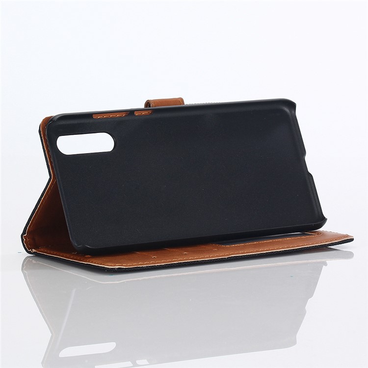 Jeans Cloth Leather Wallet Case for Huawei P20 Pro - Black-5