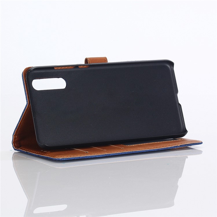 Jeans Cloth Leather Wallet Shell Case for Huawei P20 Pro - Baby Blue-5