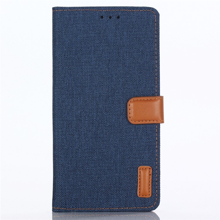 Jeans Cloth Leather Wallet Cover for Huawei P20 Pro - Dark Blue-1