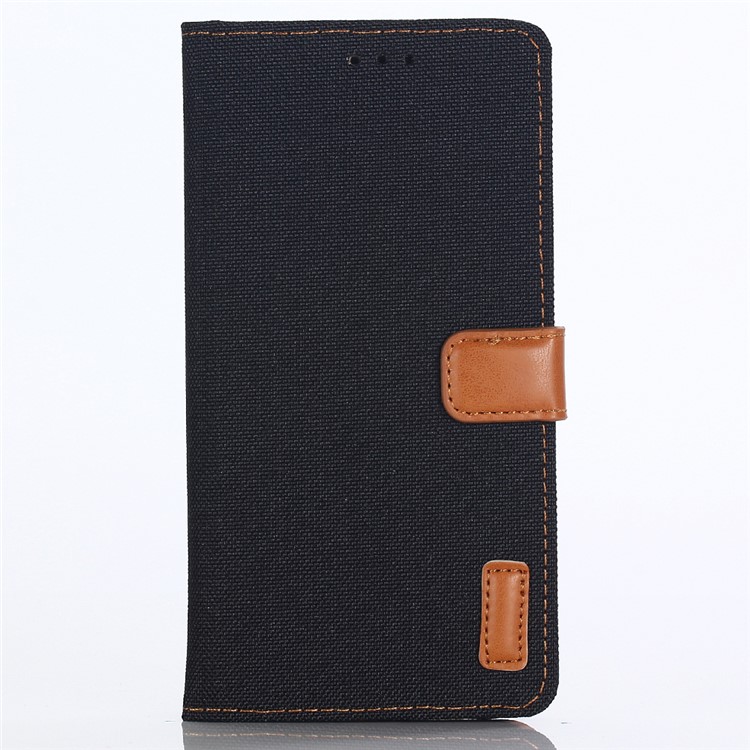 Jeans Cloth Leather Wallet Case for Huawei P20 Lite / Nova 3e - Black-1