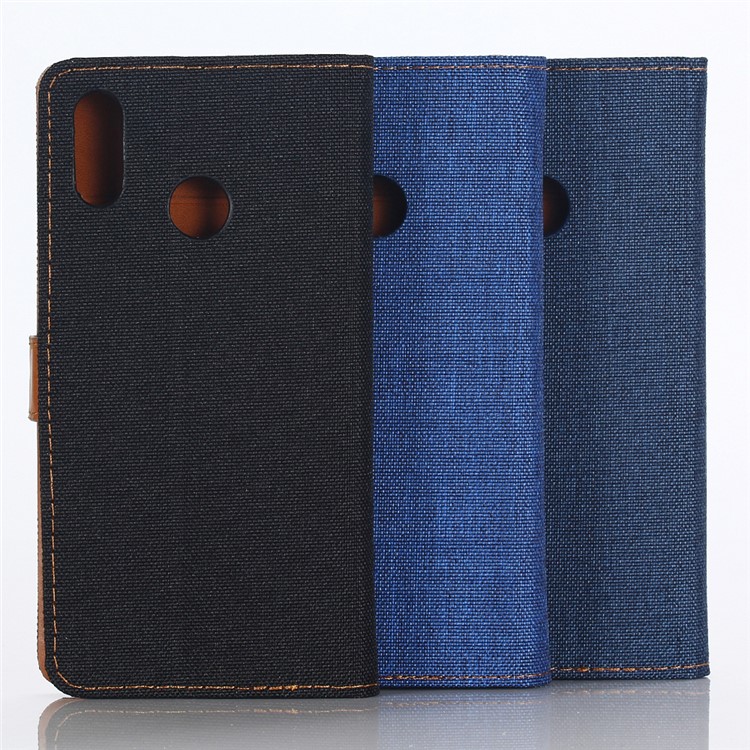 Jeans Cloth Leather Wallet Case for Huawei P20 Lite / Nova 3e - Black-6