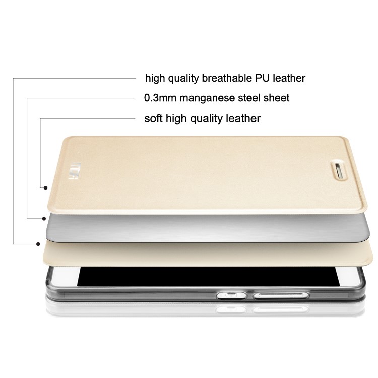 MOFI Vintage Classical Manganese Steel Leather Case for Huawei ShotX / Honor 7i - Champagne Gold-3