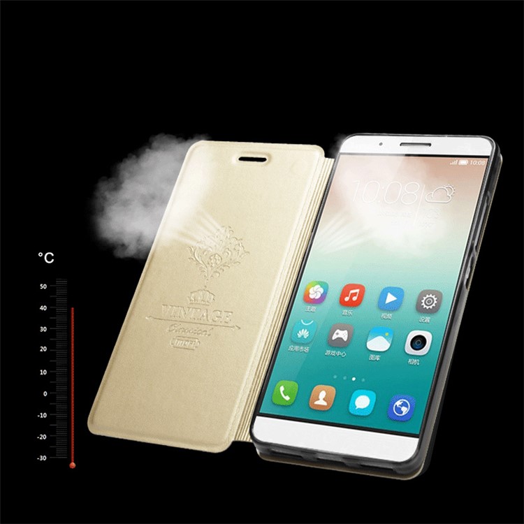 MOFI Vintage Classical Manganese Steel Leather Case for Huawei ShotX / Honor 7i - Champagne Gold-6