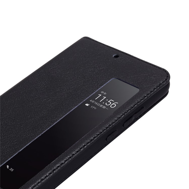 View Window Genuine Leather Auto Wake Up / Sleep Stand Flip Case for Huawei P20 - Black-11