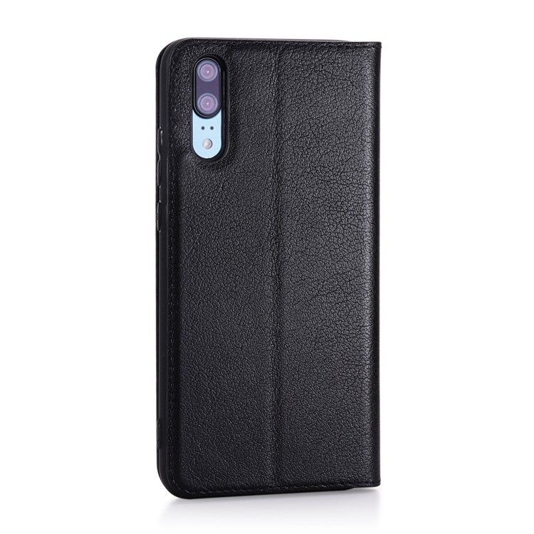 View Window Genuine Leather Auto Wake Up / Sleep Stand Flip Case for Huawei P20 - Black-15