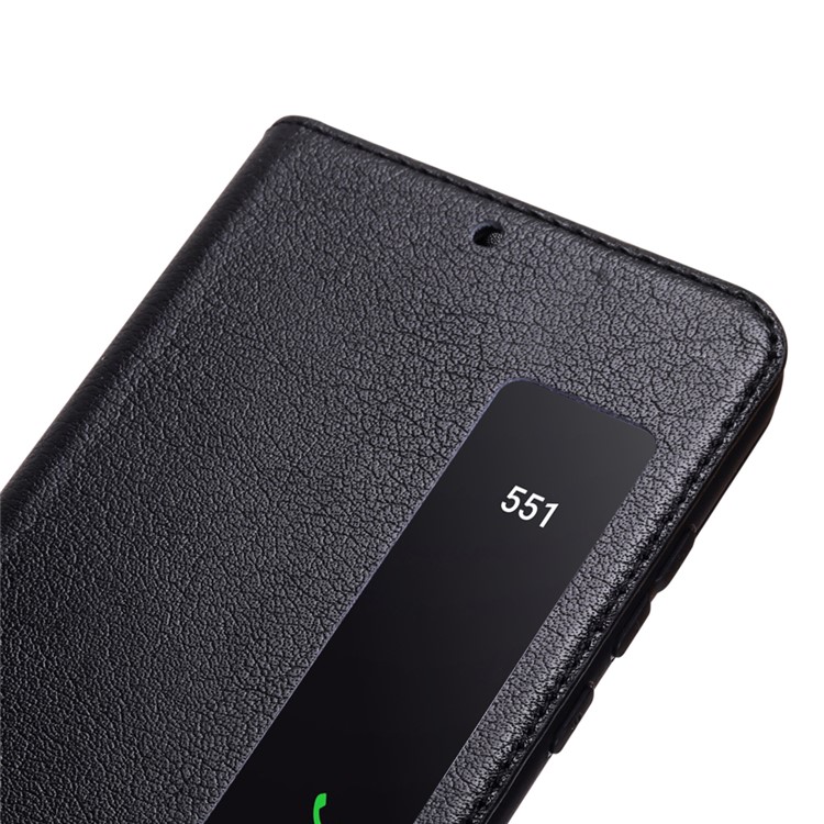 View Window Genuine Leather Auto Wake Up / Sleep Stand Flip Case for Huawei P20 - Black-3