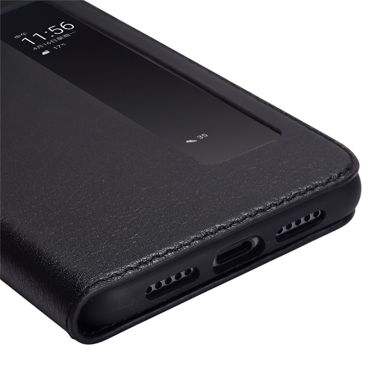 View Window Genuine Leather Auto Wake Up / Sleep Stand Flip Case for Huawei P20 - Black-7