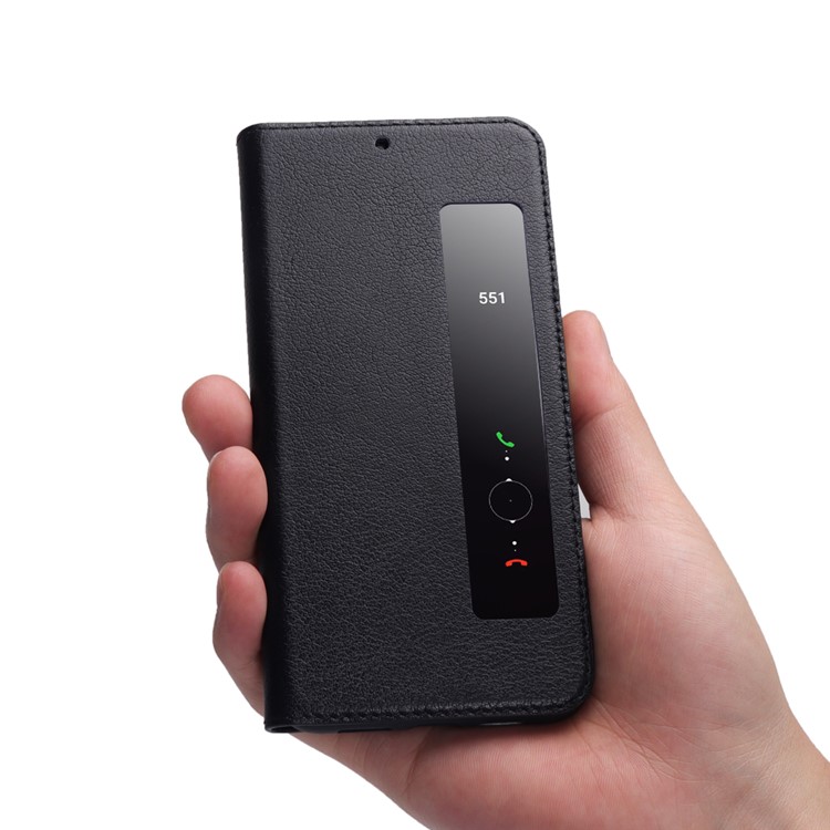 View Window Genuine Leather Auto Wake Up / Sleep Stand Flip Case for Huawei P20 Pro - Black-10