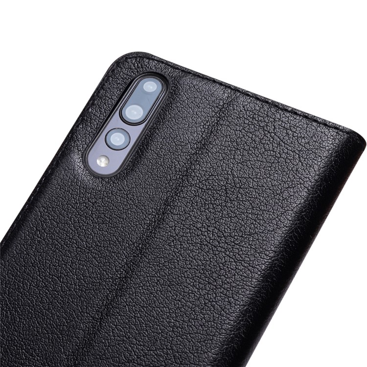 View Window Genuine Leather Auto Wake Up / Sleep Stand Flip Case for Huawei P20 Pro - Black-13