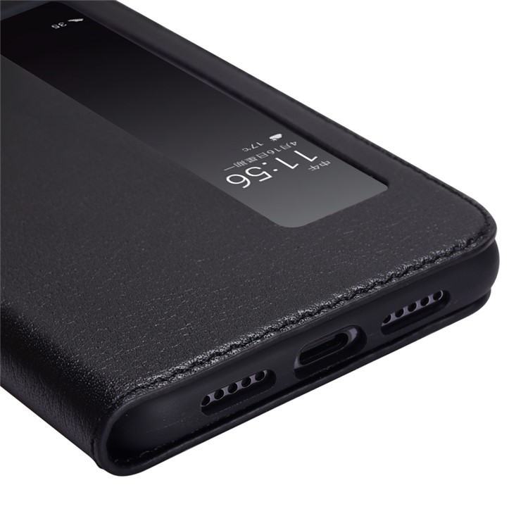 View Window Genuine Leather Auto Wake Up / Sleep Stand Flip Case for Huawei P20 Pro - Black-15