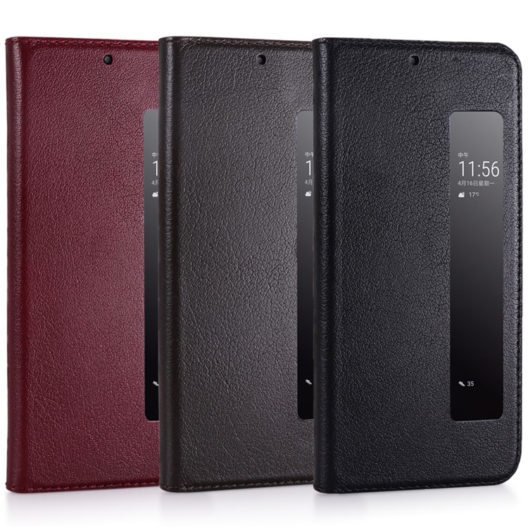 View Window Genuine Leather Auto Wake Up / Sleep Stand Flip Case for Huawei P20 Pro - Black-19
