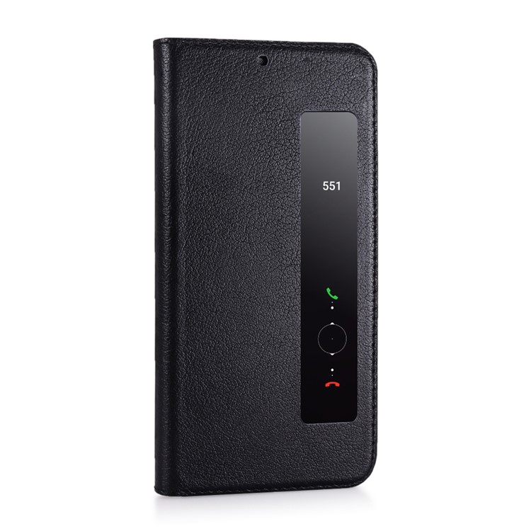 View Window Genuine Leather Auto Wake Up / Sleep Stand Flip Case for Huawei P20 Pro - Black-7