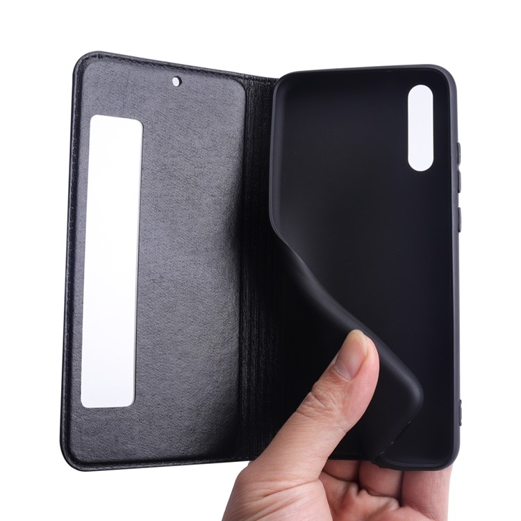 View Window Genuine Leather Auto Wake Up / Sleep Stand Flip Case for Huawei P20 Pro - Black-9