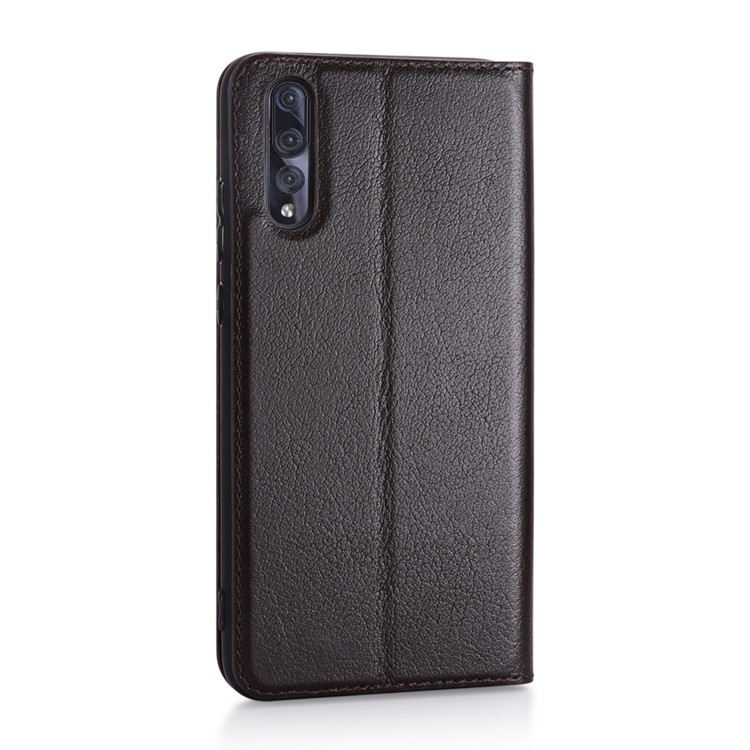 For Huawei P20 Pro View Window Genuine Leather Auto Wake Up / Sleep Stand Protective Mobile Casing - Coffee-5
