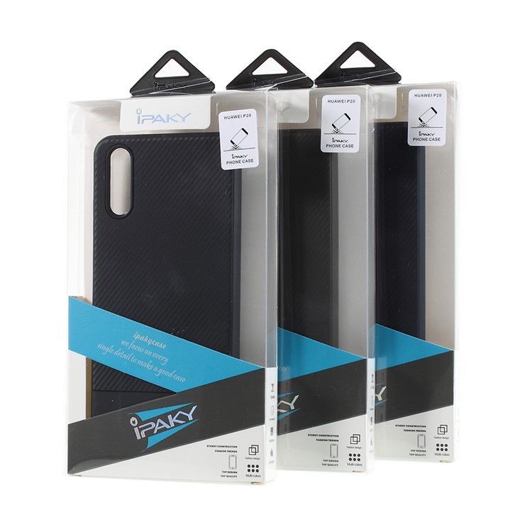 IPAKY Carbon Fiber Texture TPU Phone Casing for Huawei P20 - Black-6