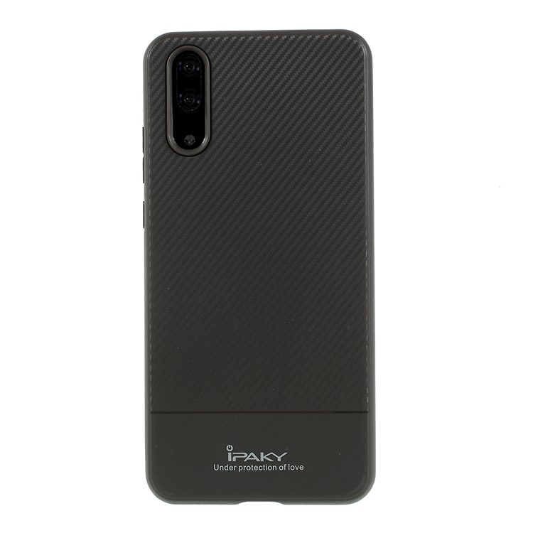 IPAKY Carbon Fiber Texture TPU Phone Case for Huawei P20 - Grey-1