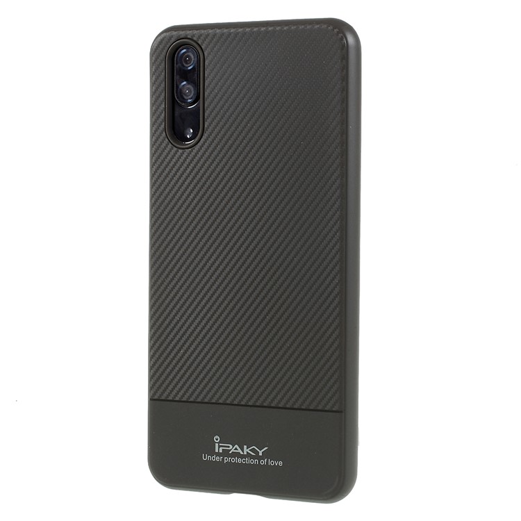 IPAKY Carbon Fiber Texture TPU Phone Case for Huawei P20 - Grey-2