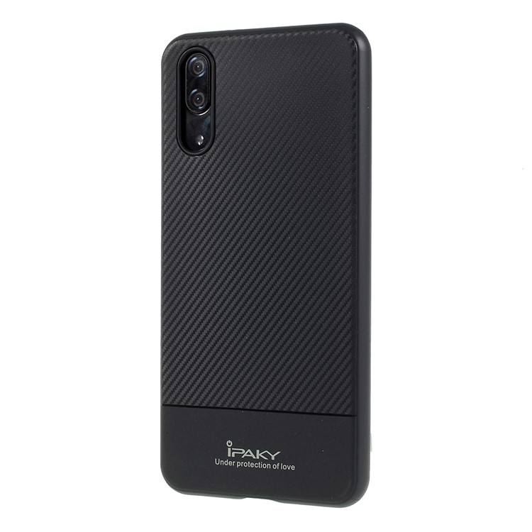 IPAKY Carbon Fiber Texture TPU Phone Shell for Huawei P20 - Dark Blue-2