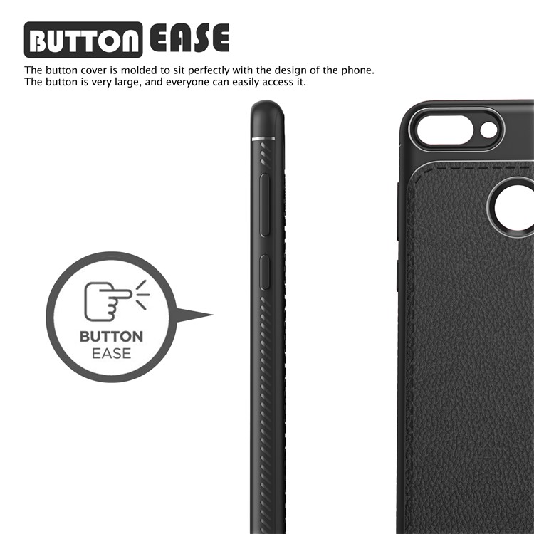 IVSO Gentry Series Litchi Texture Leather Coated TPU Case for Huawei Honor 9i (2018) 5.84-inch - Black-4