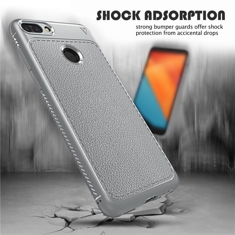 IVSO Gentry Series Litchi Texture Leather Coated TPU Cover for Huawei Honor 9i (2018) 5.84-inch - Grey-2