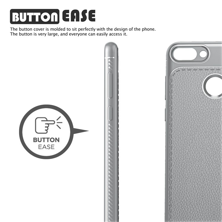 IVSO Gentry Series Litchi Texture Leather Coated TPU Cover for Huawei Honor 9i (2018) 5.84-inch - Grey-4