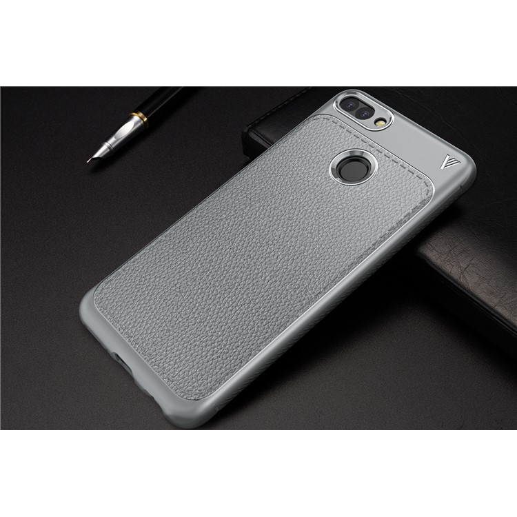 IVSO Gentry Series Litchi Texture Leather Coated TPU Cover for Huawei Honor 9i (2018) 5.84-inch - Grey-7