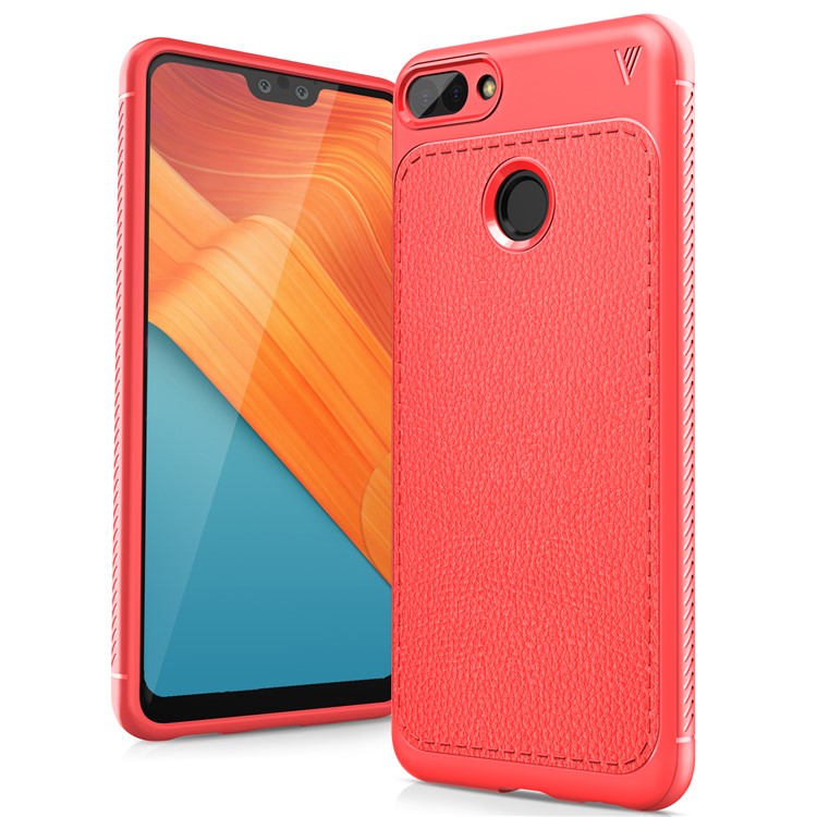 IVSO Gentry Series Litchi Texture Leather Coated TPU Shell for Huawei Honor 9i (2018) 5.84-inch - Red-1