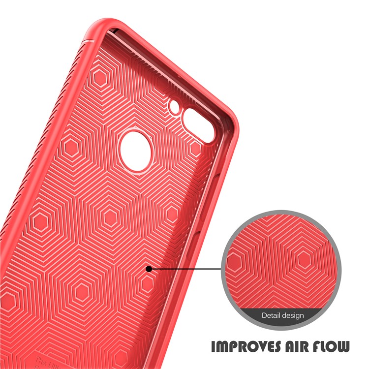 IVSO Gentry Series Litchi Texture Leather Coated TPU Shell for Huawei Honor 9i (2018) 5.84-inch - Red-3