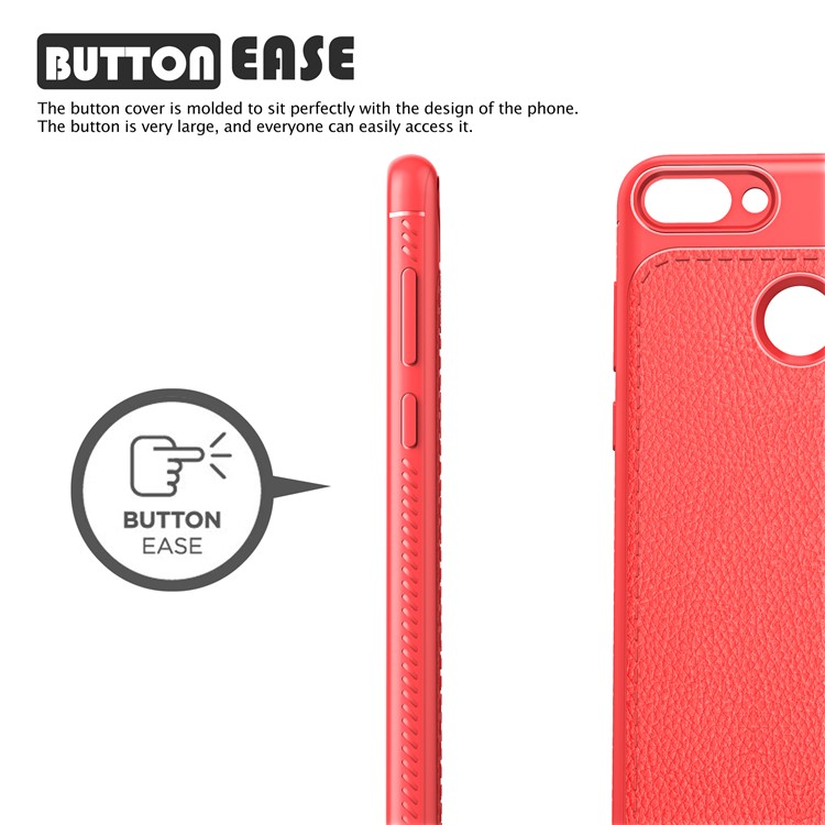IVSO Gentry Series Litchi Texture Leather Coated TPU Shell for Huawei Honor 9i (2018) 5.84-inch - Red-4