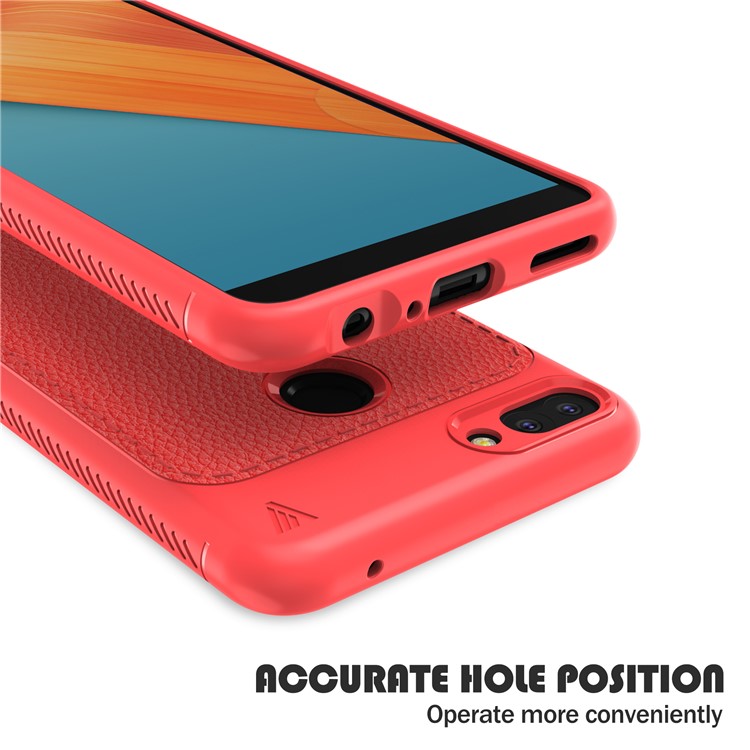 IVSO Gentry Series Litchi Texture Leather Coated TPU Shell for Huawei Honor 9i (2018) 5.84-inch - Red-5