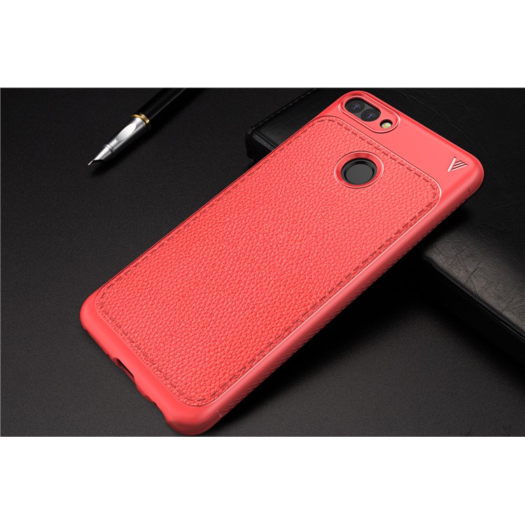 IVSO Gentry Series Litchi Texture Leather Coated TPU Shell for Huawei Honor 9i (2018) 5.84-inch - Red-7