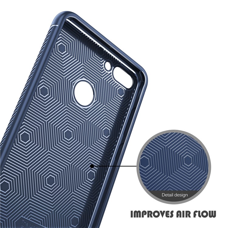 IVSO Gentry Series Litchi Texture Leather Coated TPU Casing for Huawei Honor 9i (2018) 5.84-inch - Dark Blue-3